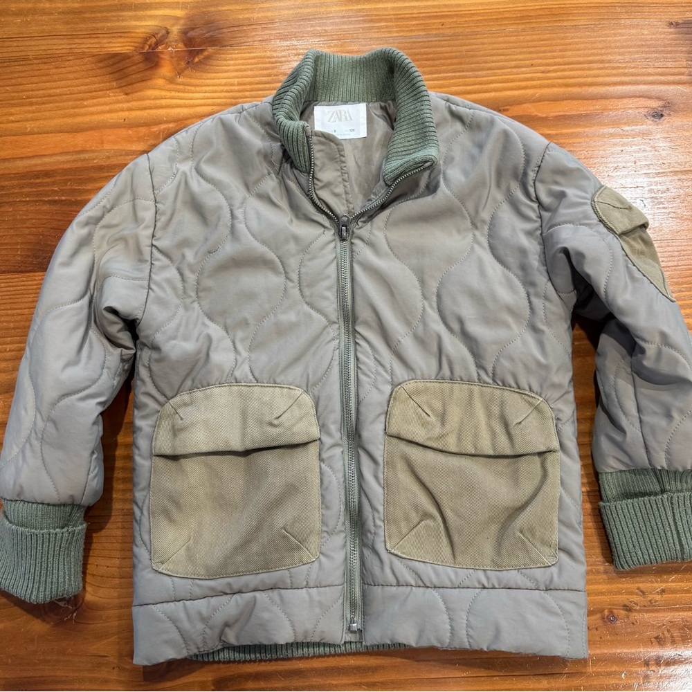 Zara Kids Green Quilted Jacket